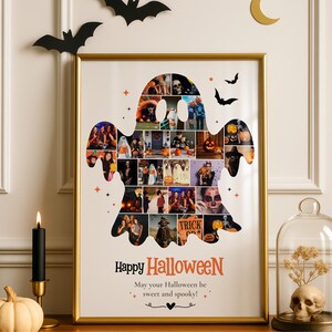 Halloween Photo Collage Template, Family Memory Keepsake, Spooky Wall Art, Trick or Treat Picture Frame, Canva Editable Gift