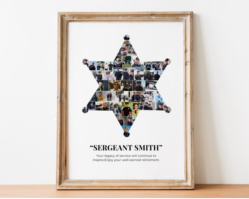 Sheriff Badge Photo Collage: Custom Law Enforcement Retirement Gift (Digital File)