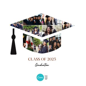 Graduation Cap Photo Collage Template: Senior Gift (Editable in Canva)