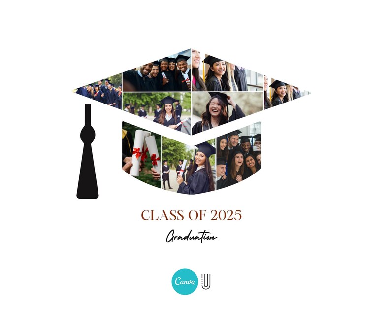 Graduation Cap Photo Collage Template: Senior Gift (Editable in Canva)