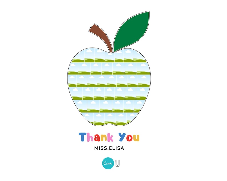 Teacher Appreciation Apple-Shaped Photo Collage Template – Editable Classroom Poster & Personalized Thank You Gift for Teachers