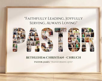 Pastor Appreciation Photo Collage: Christian Church Group Gift (Canva Digital Template)