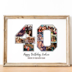 Collage photo 40 numéros, numéro 40e anniversaire, modèle de cadre canevas collage photo 40, photo 40e anniversaire, cadeau d'anniversaire personnalisé