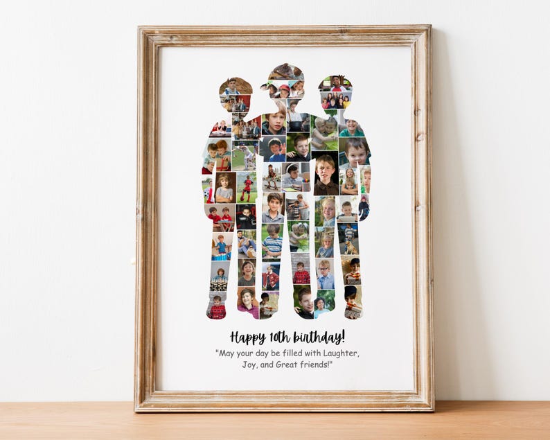 Boys Photo Collage Print, 10th Birthday Gift, Friendship Keepsake (Digital Download)