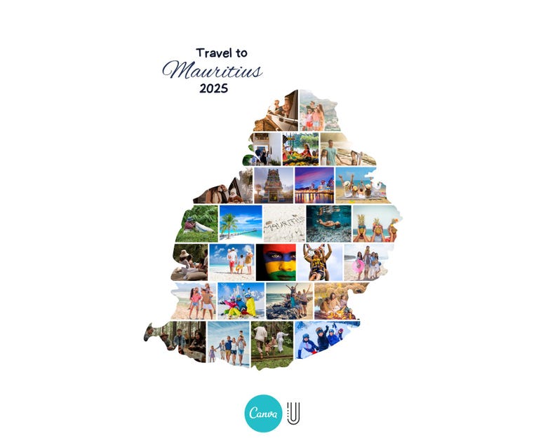 Mauritius Map Photo Collage: Custom Travel Memories (Digital File)