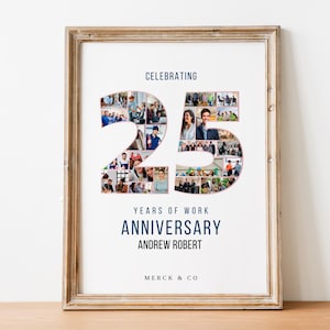 Cadeaux d'anniversaire de travail, Cadeaux personnalisés, Collage photo 25e anniversaire, Cadeau d'employé, Collage d'anniversaire de travail, Collage du numéro 25, Cadeaux