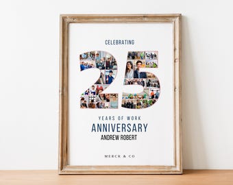 25th Work Anniversary Photo Collage Gift (Digital File)