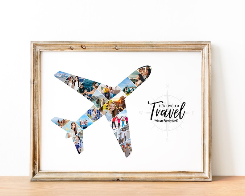Personalized Airplane Photo Collage: Pilot Gift, Vacation Keepsake (Digital File)