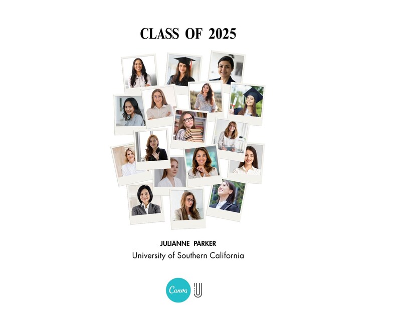 Graduation Photo Collage Template: Class of 2025 Sign (Canva Digital Download)