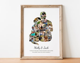 Personalisierte Hund & Mann Foto-Collage: Personalisiertes Haustier-Andenken (Digitaler Download)
