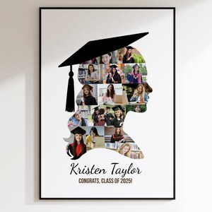 Graduation Photo Collage Template 2026 Senior Gifts Grad Collage Poster Graduation Cap Design Drag and Drop Canva Template Instant Download