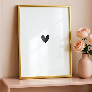 Minimalist Black Heart Print, Modern heart Wall Art (Digital Download)