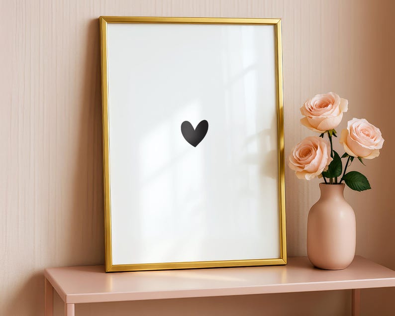 Minimalist Black Heart Print, Modern heart Wall Art (Digital Download)