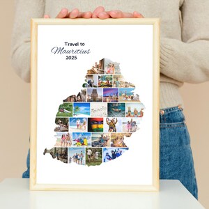 Mauritius Map Photo Collage: Custom Travel Memories (Digital File)