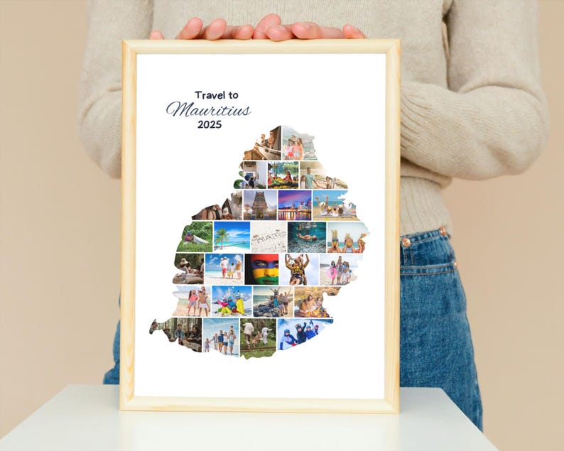 Mauritius Map Photo Collage: Custom Travel Memories (Digital File)