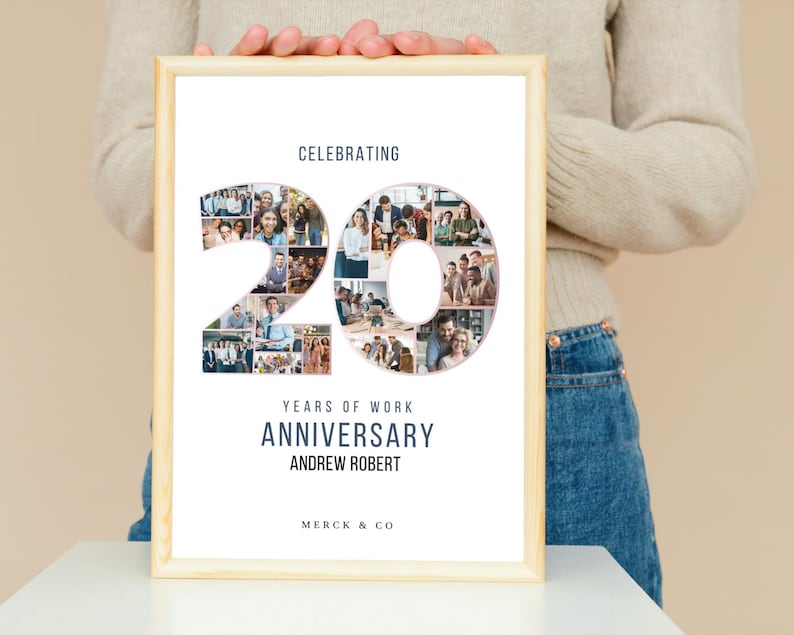 20th Work Anniversary Photo Collage Gift (Digital Download)
