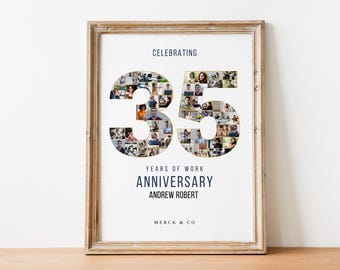 35th Birthday Photo Collage Canva Template for Number 35 Picture Collages, Custom Birthday Gifts, 35th Anniversary Celebrations, and Persona