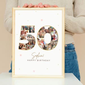 Personalized 50th Birthday Photo Collage Gift (Digital File)