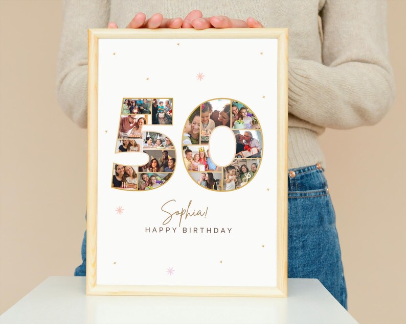 Personalized 50th Birthday Photo Collage Gift (Digital File)
