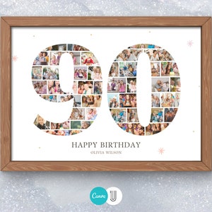 90th Birthday Photo Collage: Canva Template (Digital Download)