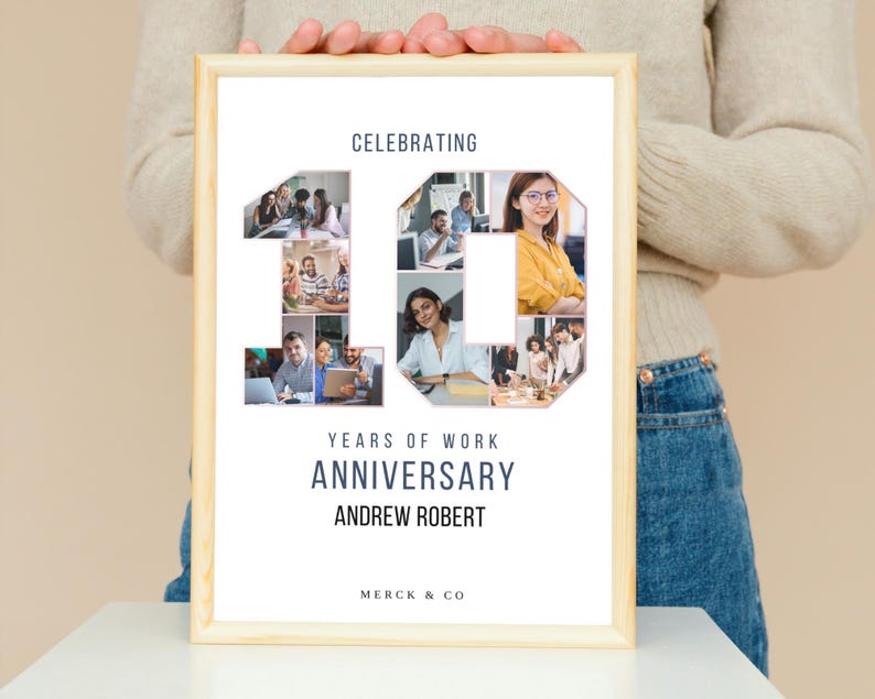 10th Work Anniversary Photo Collage Gift (Digital File)
