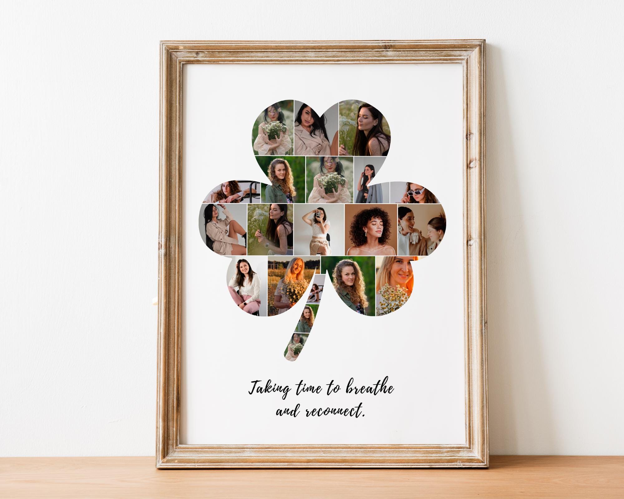 Shamrock Photo Collage Template: Irish Clover Design (digital File
