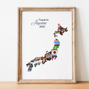 Japan Reisegeschenk, Japan Collage, Urlaub Reise Fotovorlage, Japan Karte PhotoCollage, Japan Storyboard Vorlage, Geschenke, personalisiertes Geschenk