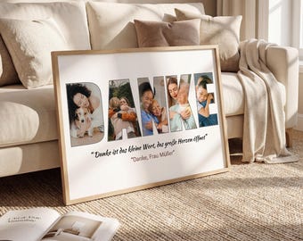 Danke Photo Collage Thank You Poster Custom Thank You Message Appreciation Collage Gift for Mom Teacher Coach Friends