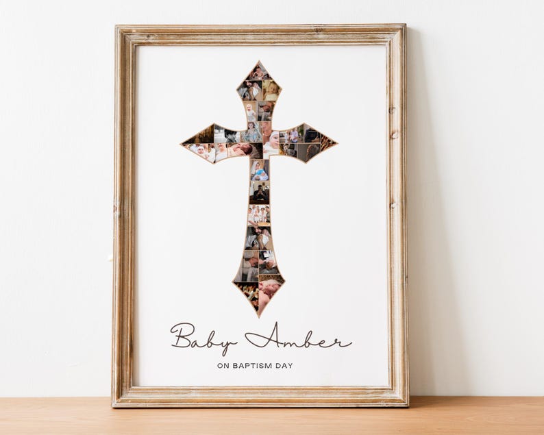 Custom Cross Photo Collage: Baptism/Christening Gift (Digital Download)
