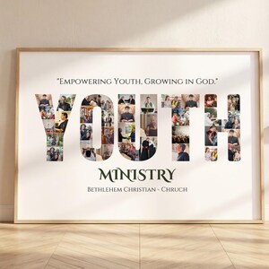 Youth Ministry Photo Collage Canva Template for pastor appreciation, youth pastor gift, church groupgift, bullentin youth display, and meani