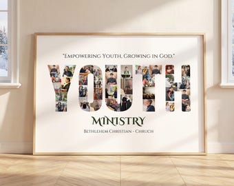 Youth Ministry Photo Collage Canva Template for pastor appreciation, youth pastor gift, church groupgift, bullentin youth display, and meani