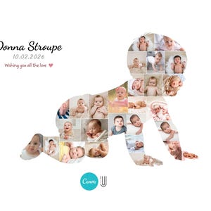 Editable Baby Photo Collage Frame Template | Canva Wall Art for Nursery | Digital Download