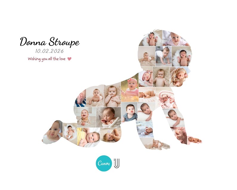 Editable Baby Photo Collage Frame Template | Canva Wall Art for Nursery | Digital Download