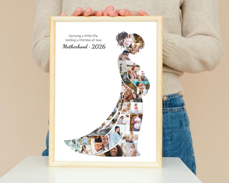 Motherhood Photo Collage, Pregnancy Keepsake (Canva Template Digital Download)