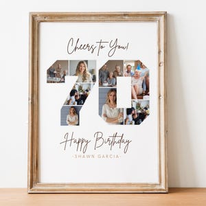 Regalo de cumpleaños para abuela y abuelo, collage de fotos con el número 70, 70.° cumpleaños, regalo de cumpleaños, perspectiva del 70.° cumpleaños, decoración para fiesta de 70.° cumpleaños