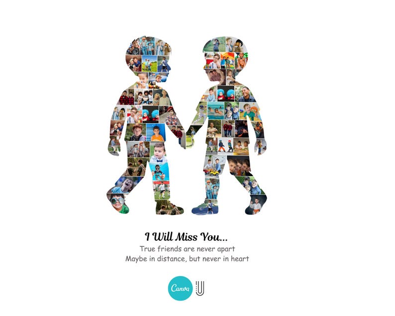 Two Boys Photo Collage Friendship Gift (Digital Download) Canva Frames