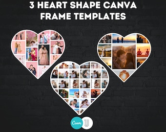 Heart Photo Collage Canva Frames: Memory Keepsake (Digital File)