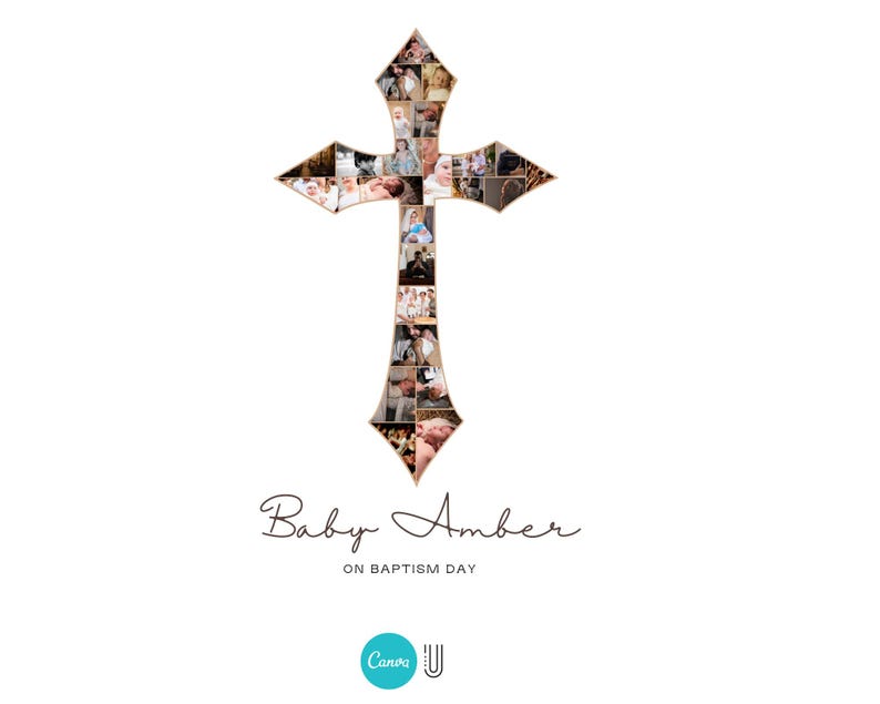 Custom Cross Photo Collage: Baptism/Christening Gift (Digital Download)