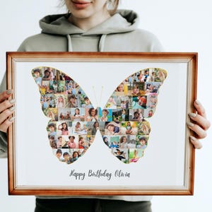 Custom Butterfly Photo Collage: Personalized Birthday Gift (Digital Download)