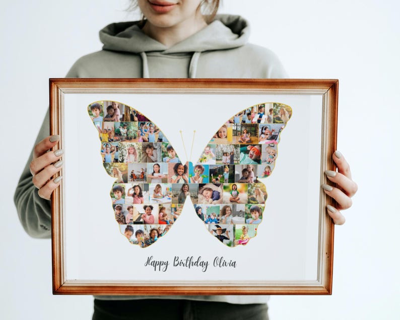Custom Butterfly Photo Collage: Personalized Birthday Gift (Digital Download)