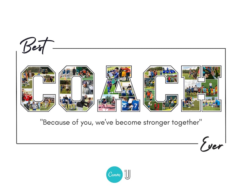 Personalized Coach Photo Collage Template: Sport Gift (Digital File)