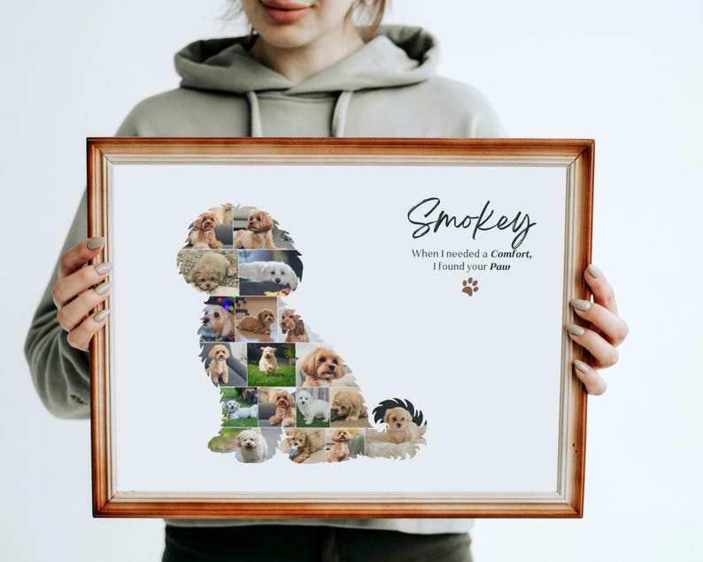 Custom Maltipoo Dog Photo Collage | Pet Memory Wall Art | Gift for Dog Lovers