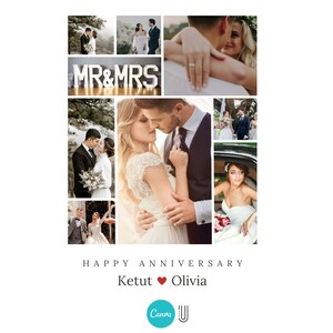 Anniversary Photo Collage Canva Frame, Personalized Gift (Digital File) image 3
