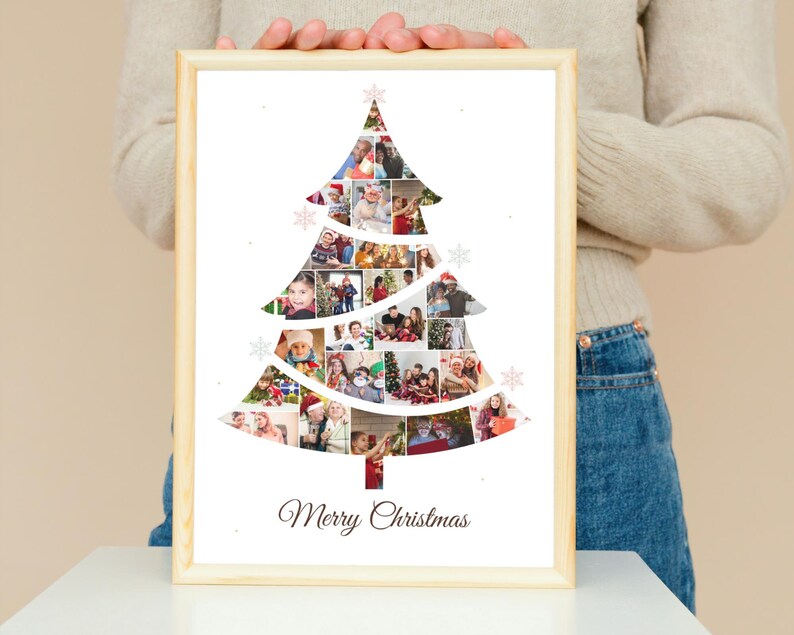 Custom Christmas Photo Collage: Xmas Tree Gift (Digital File)