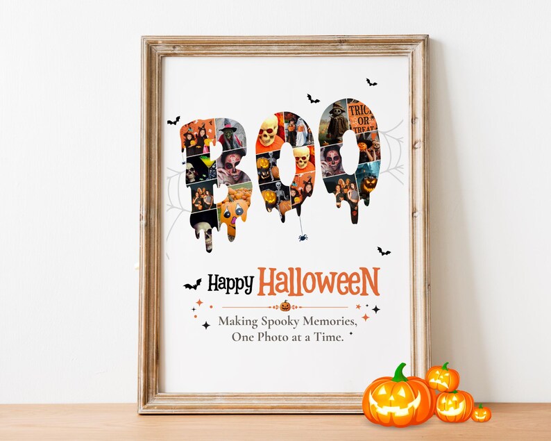 Halloween Canva Template | BOO Photo Collage | Spooky Season Gift | Printable Wall Decor | Editable Digital Download image 5