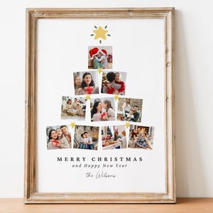 Weihnachtsbaum-Form-Foto-Collage-Vorlage, druckbares Noel-Thema, benutzerdefinierte Geschenkidee für die Familie, Foto-Collage, benutzerdefiniertes Geschenk für Familie