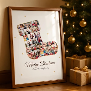 Personalisierte Weihnachtsfotocollage: Individuelle Weihnachtssockenkunst (Digitale Datei) Bild 1