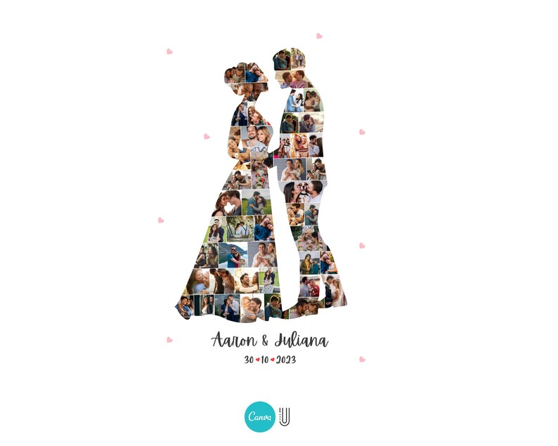 Couples Photo Collage Template, Anniversary Gift (Digital File)
