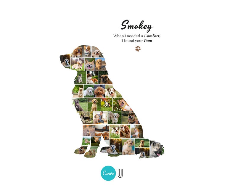 Personalized Golden Retriever Photo Collage Template Custom Dog Memorial Gift Pet Wall Art Printable Digital Download image 3