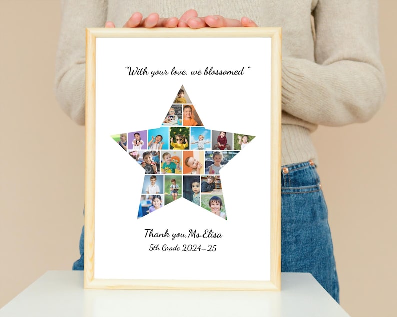 Star Teacher Photo Collage: Custom Appreciation Gift (Digital Download Canva Template)